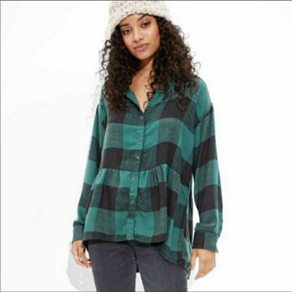 American Eagle Outfitters Tops - AE oversized babydoll flannel
